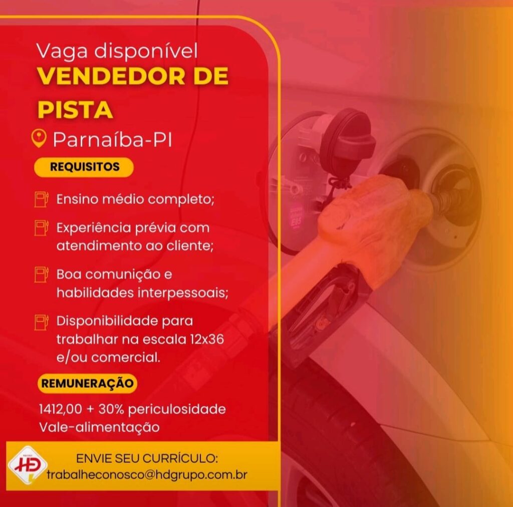 Vaga para Vendedor de Pista em Parnaíba