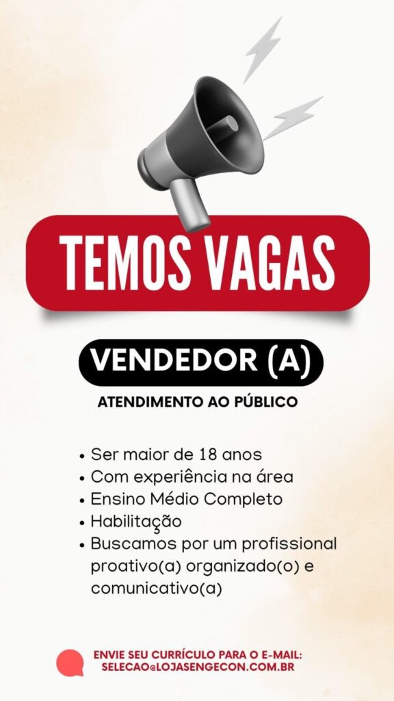 Vaga para Vendedor(a)