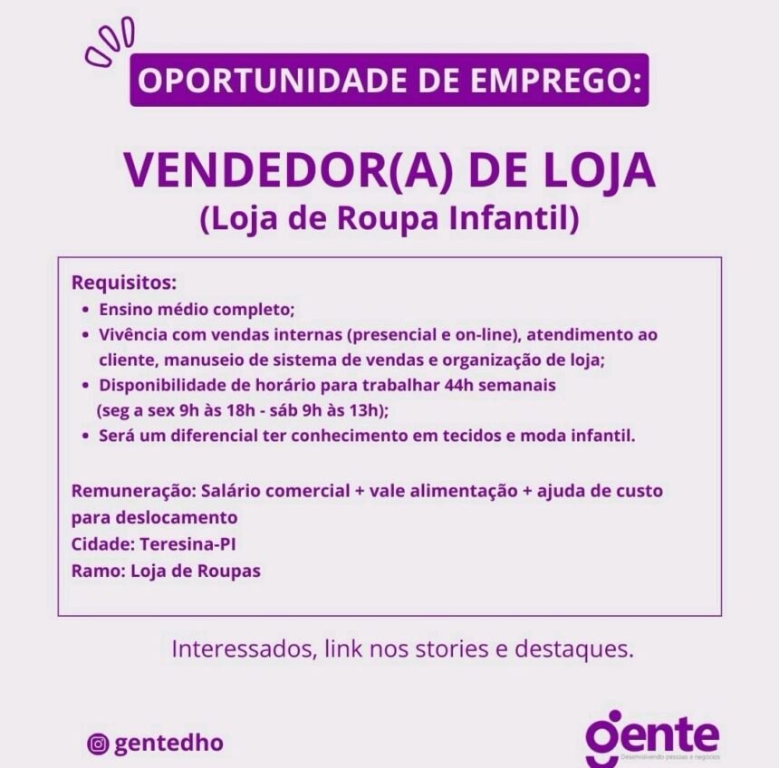 Vaga para Vendedor(a) de Loja