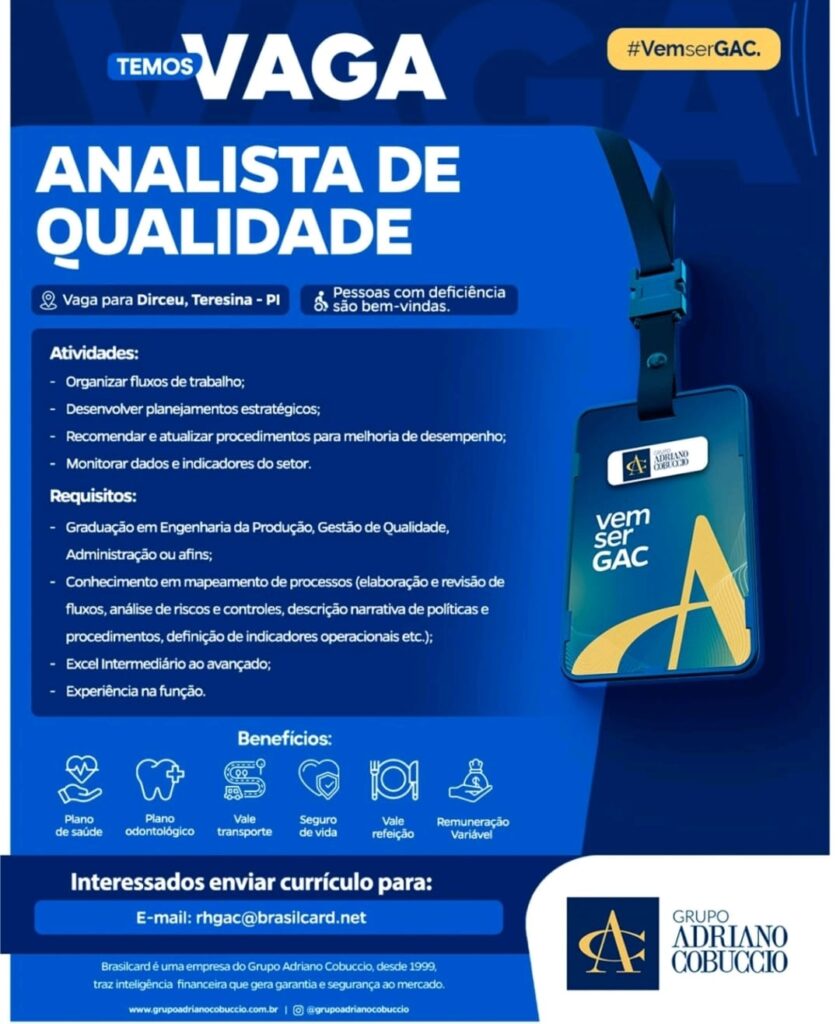 Vaga para Analista de Qualidade