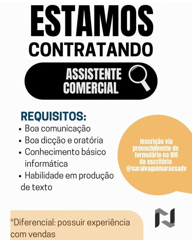 Vaga para Assistente Comercial