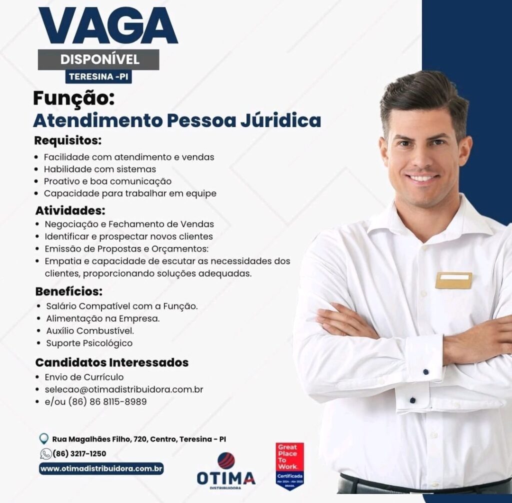 Vaga para Atendimento PJ