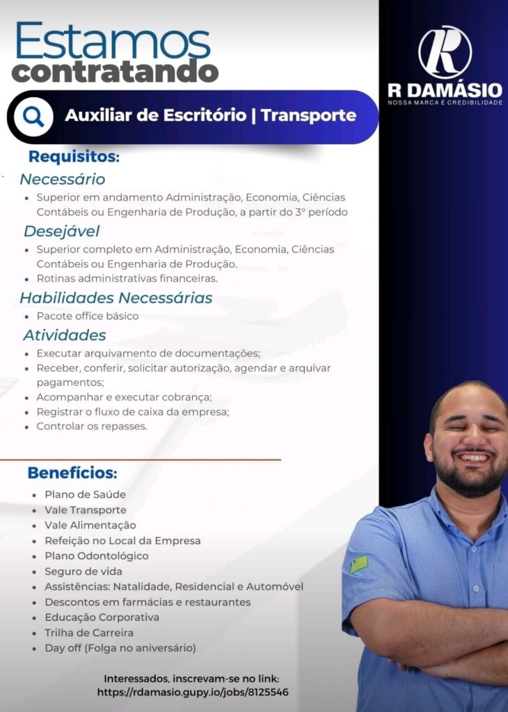 Vaga para Auxiliar de Escritório