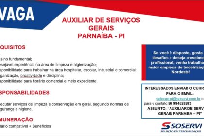 Vaga para Auxiliar de Serviços Gerais