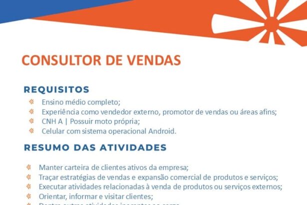 Vaga para Consultor de Vendas em Teresina