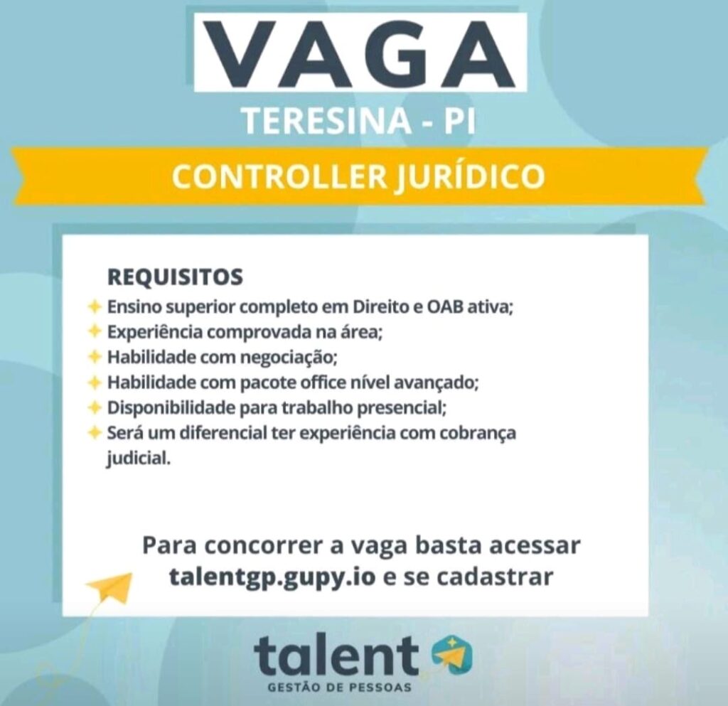 Vaga para Controller Jurídico