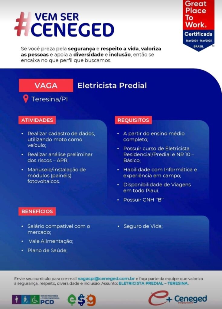 Vaga para Eletricista Predial