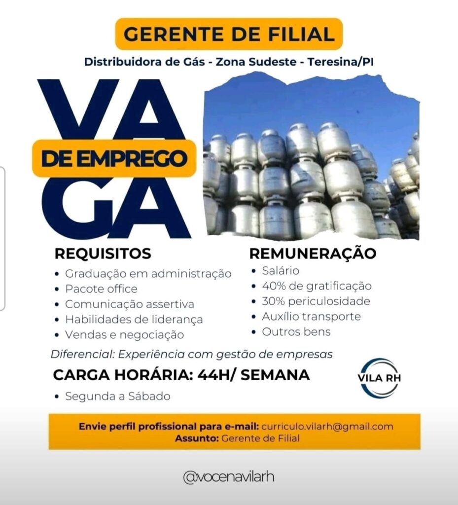 Vaga para Gerente de Filial