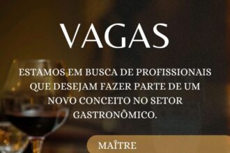 Vaga para Maître, Chef de Cozinha, Auxiliar de Cozinha e Garçom