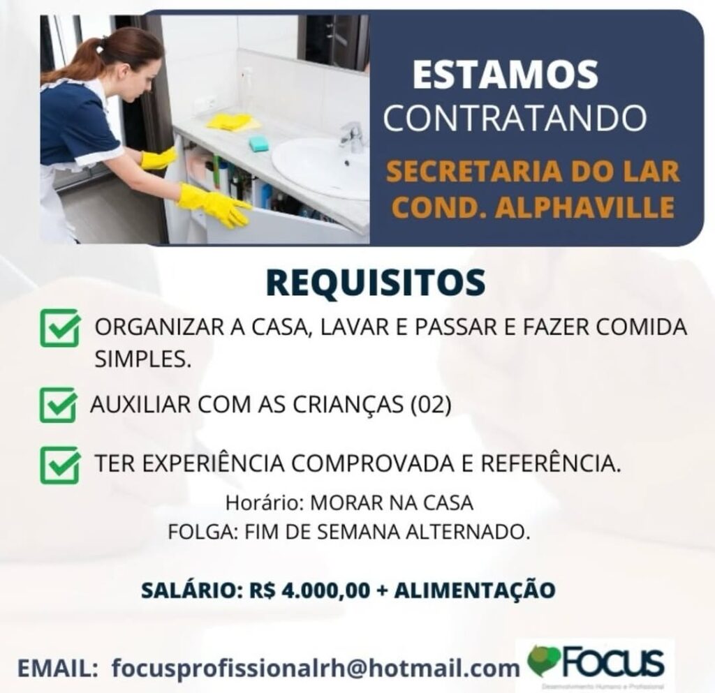 Vaga para Secretaria do Lar