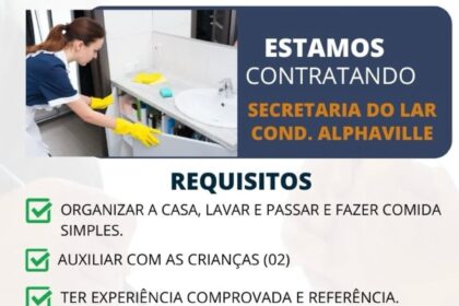 Vaga para Secretaria do Lar