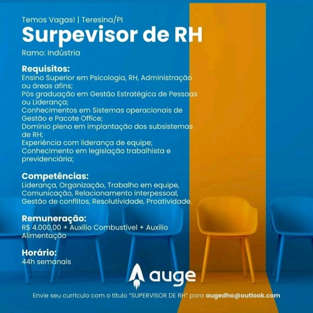 Vaga para Supervisor de RH