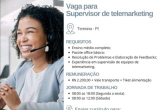 Vaga para Supervisor de Telemarketing