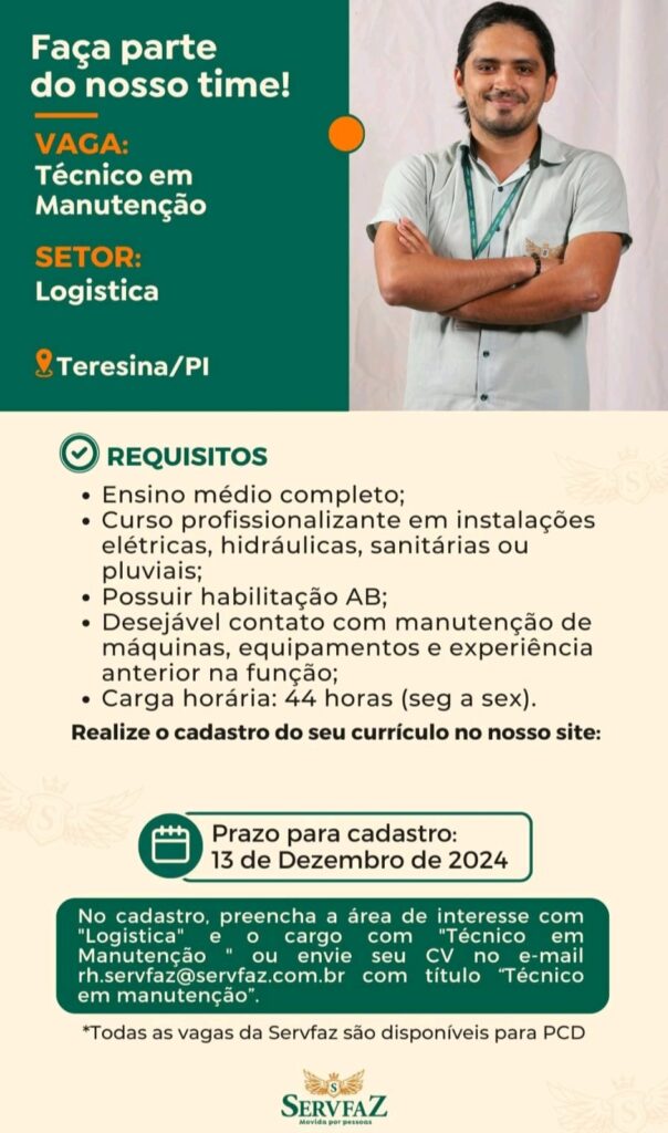 Vaga para Técnico em Manutenção