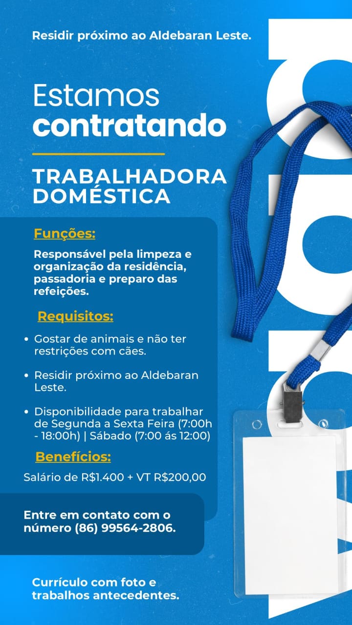 Vaga para Trabalhadora Doméstica