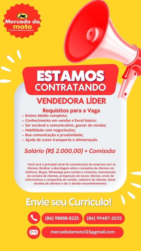 Vaga para Vendedor Líder