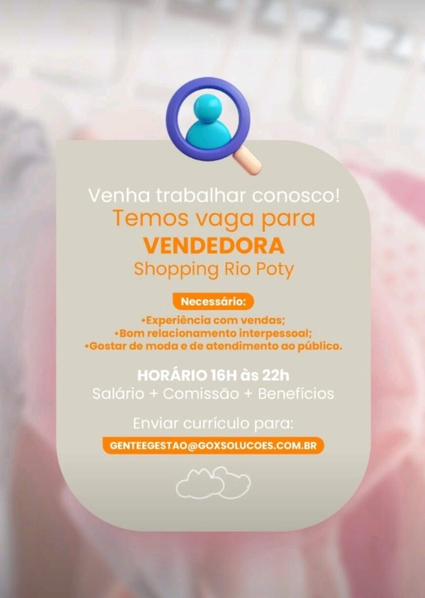 Vaga para Vendedora