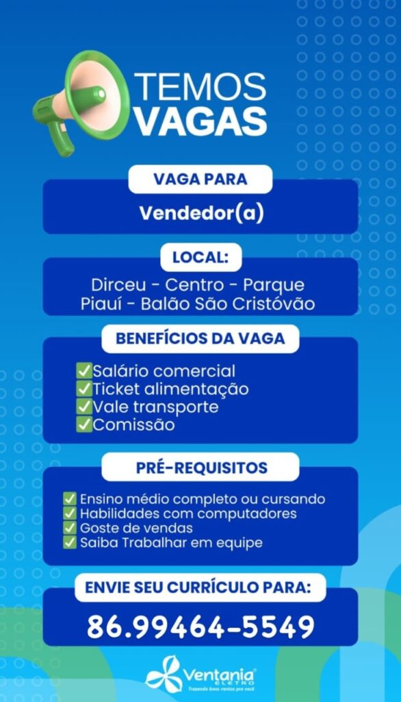 Vaga para Vendedor(a)