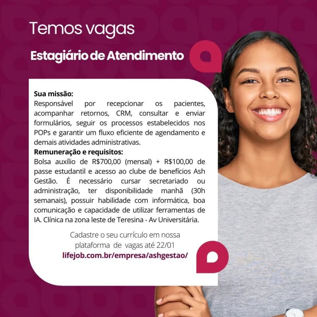 Vaga de Estágio para Atendimento