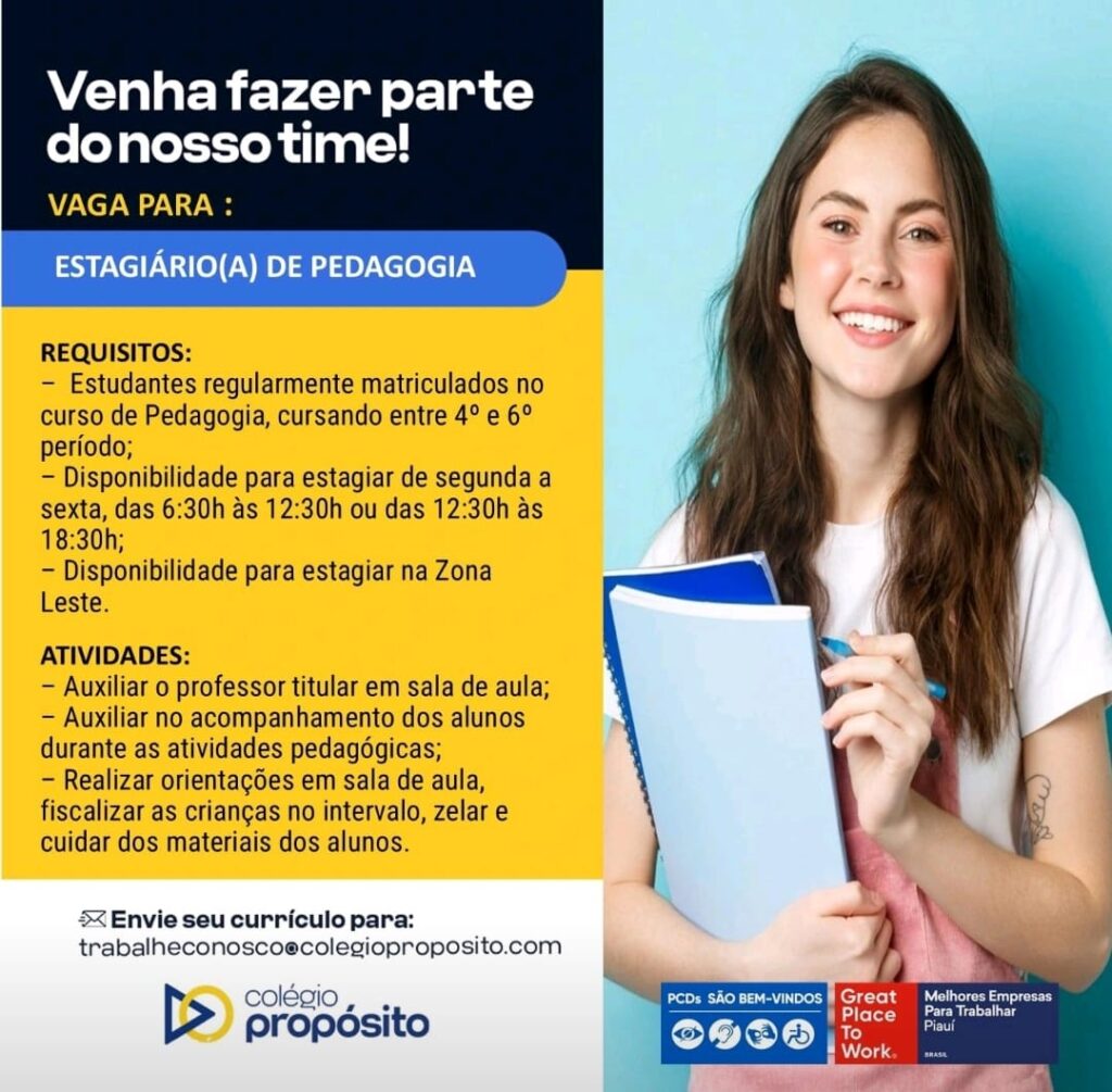 Vaga de Estágio para Pedagogia