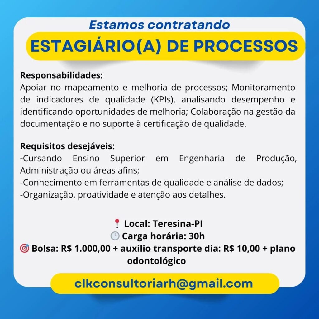 Vaga de Estágio para Processos