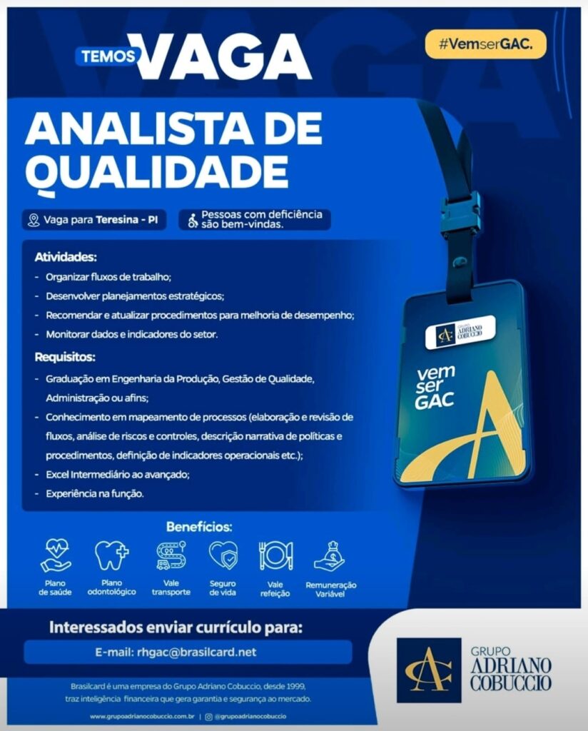 Vaga para Analista de Qualidade