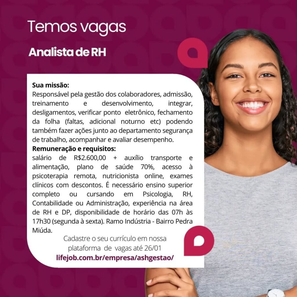 Vaga para Analista de RH