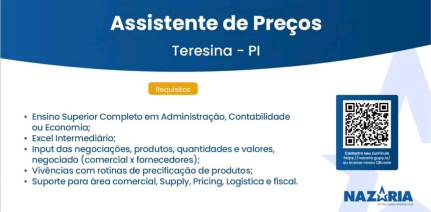 Vaga para Assistente de Preços