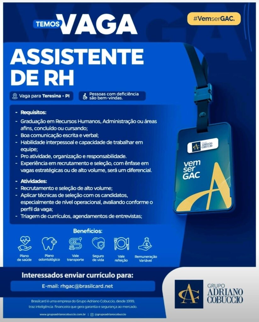 Vaga para Assistente de RH