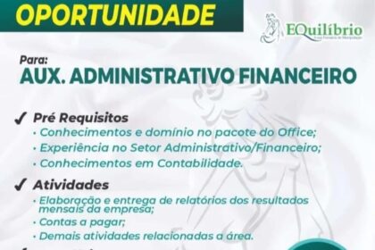 Vaga para Auxiliar Adm. Financeiro