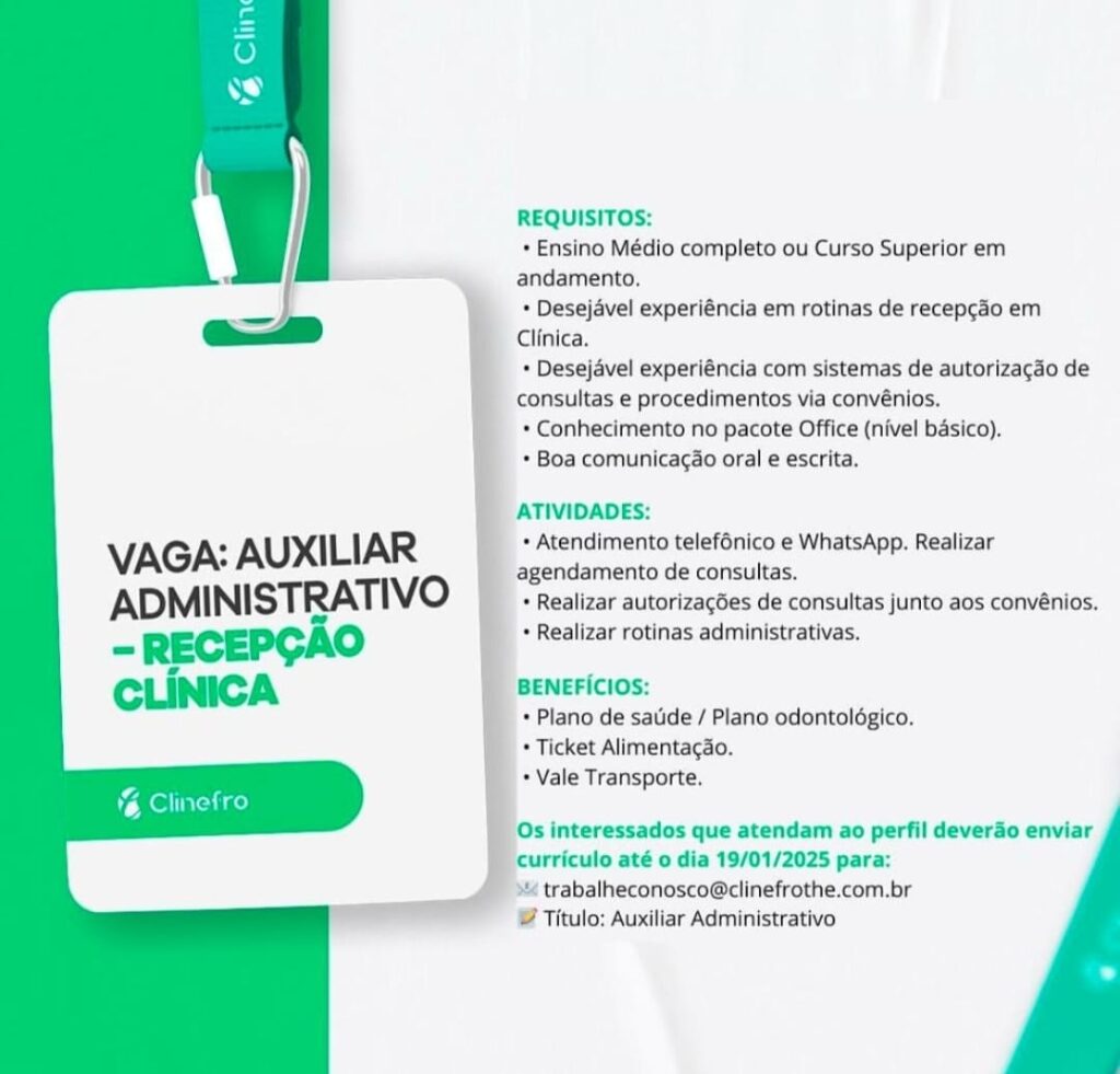 Vaga para Auxiliar Administrativo