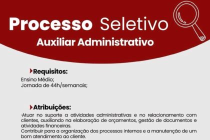 Vaga para Auxiliar Administrativo