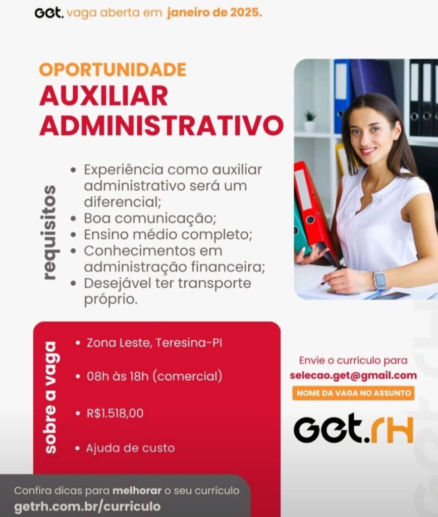 Vaga para Auxiliar Administrativo