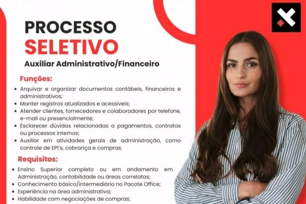 Vaga para Auxiliar Administrativo/Financeiro