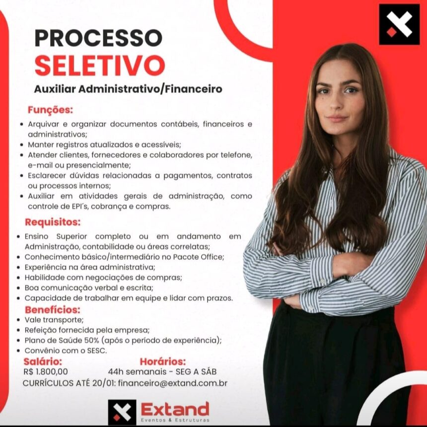 Vaga para Auxiliar Administrativo/Financeiro