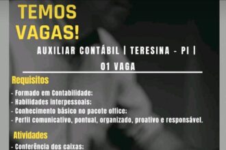 Vaga para Auxiliar Contábil