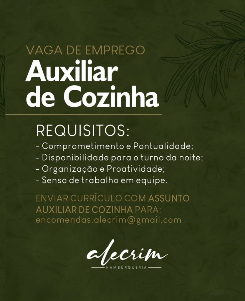 Vaga para Auxiliar de Cozinha