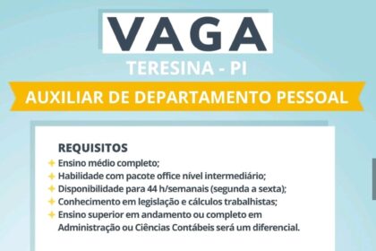 Vaga para Auxiliar de DP