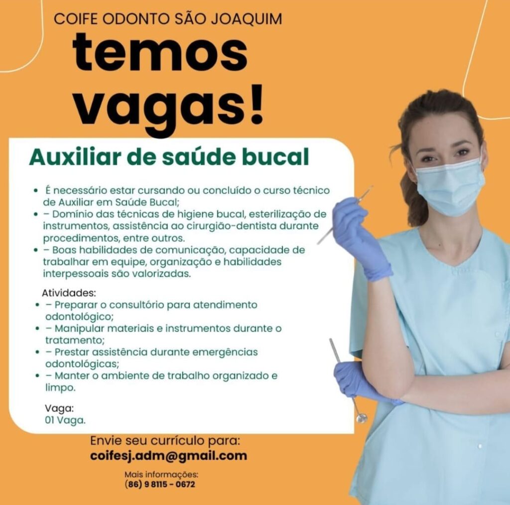 Vaga para Auxiliar de Saúde Bucal