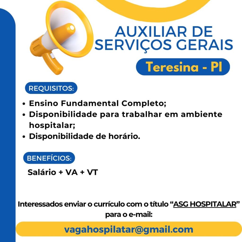 Vaga para Auxiliar de Serviços Gerais