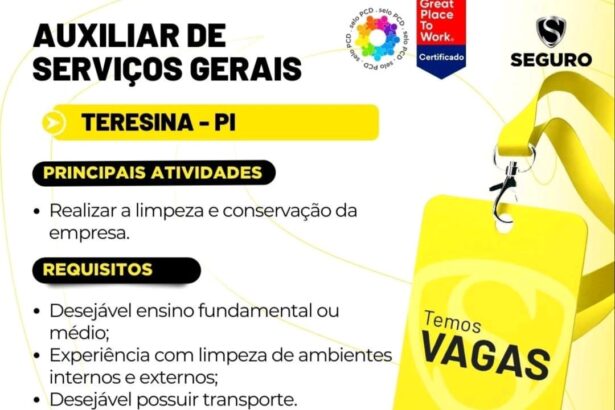Vaga para Auxiliar de Serviços Gerais