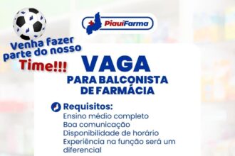 Vaga para Balconista de Farmácia