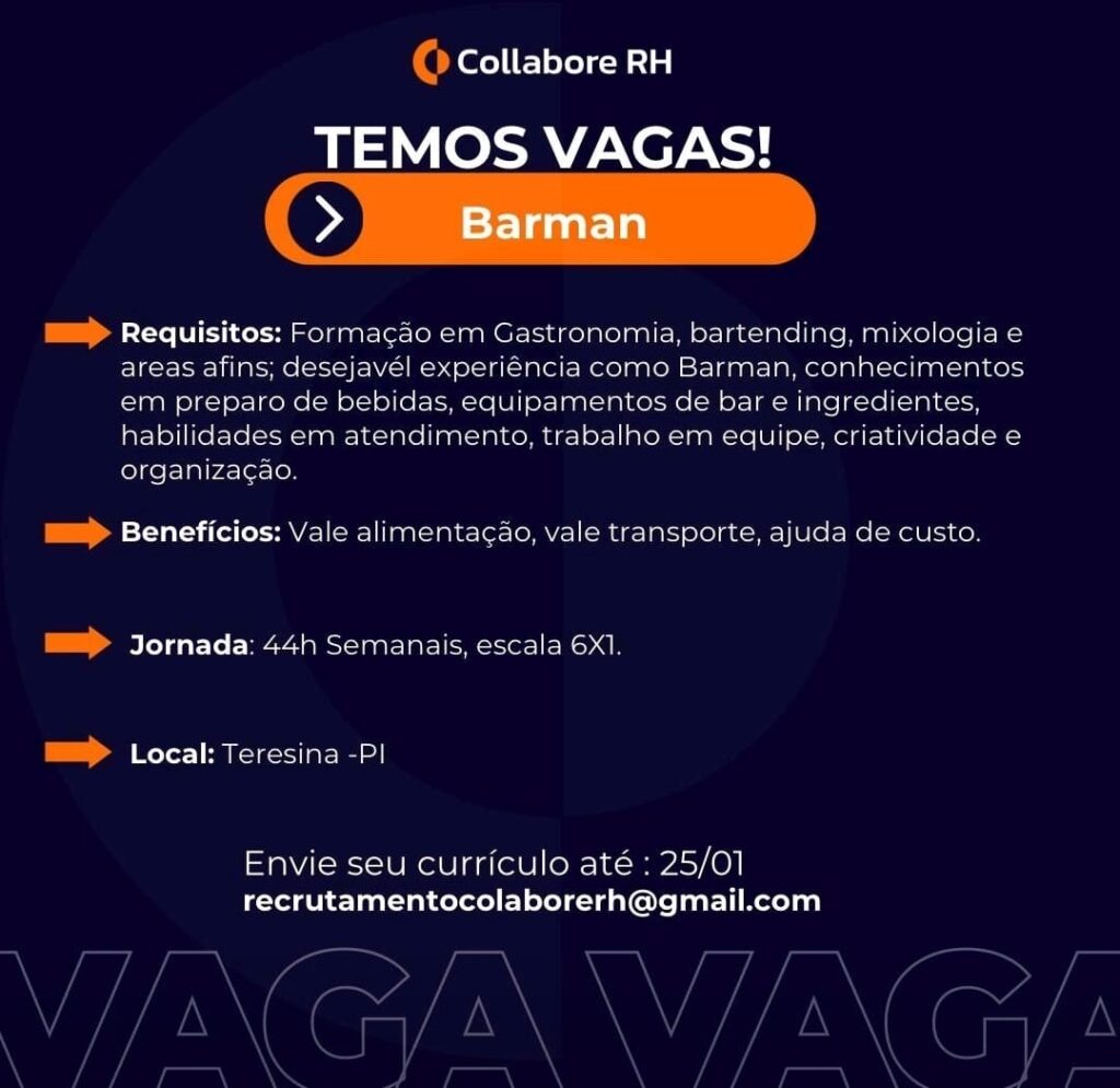 Vaga para Barman