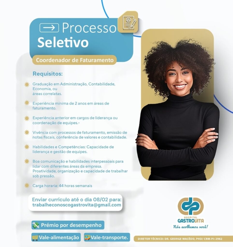 Vaga para Coordenador de Faturamento