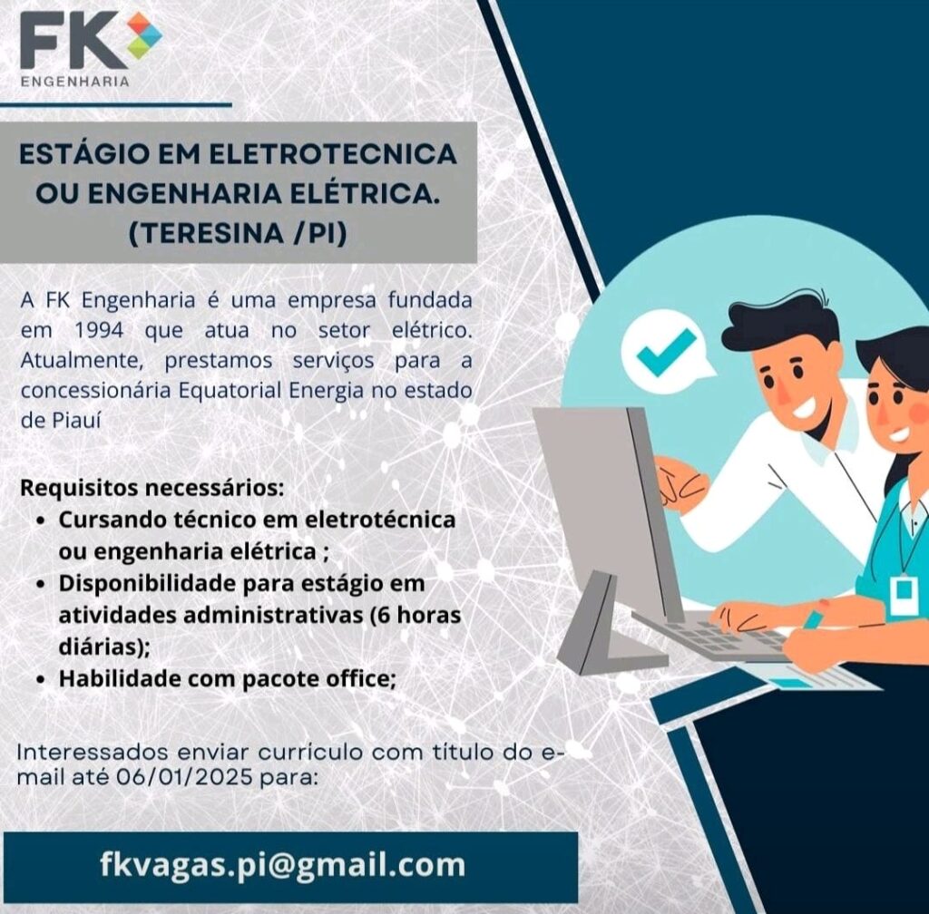 Vaga para Eletrotécnica ou Engenharia Elétrica