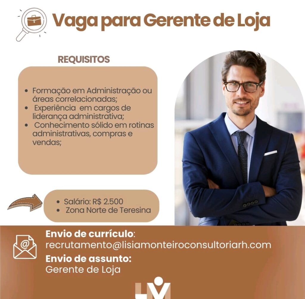 Vaga para Gerente de Loja