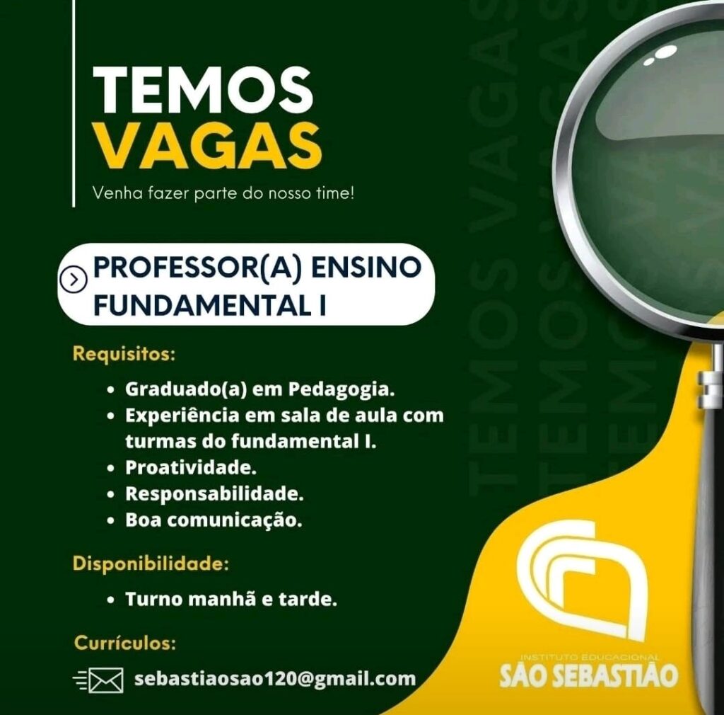 Vaga para Professor(a) Ensino Fundamental I