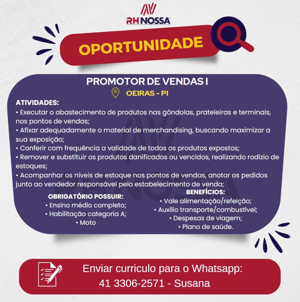 Vaga para Promotor de Vendas I em Oeiras