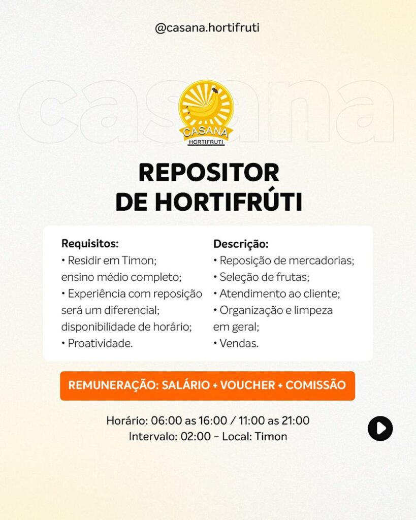 Vaga para Repositor de Hortifrúti