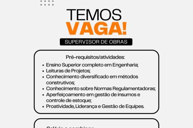 Vaga para Supervisor de Obras